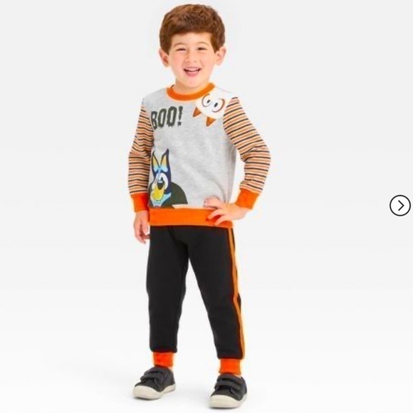 Bluey Other - MOOSE Toddler Boys Bluey Bingo Halloween Fleece Sweatshirt and Bottom Set Grey 4